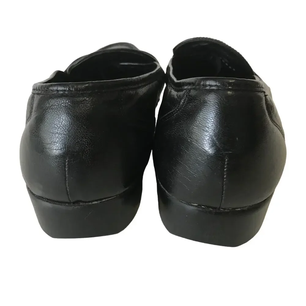 Florsheim FLS Black Leather Gold Buckle Slip On Horse Bit Loafer 11 D